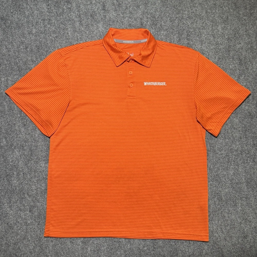 Whataburger Manager Employee Polo Shirt Men Size Medium Orange Striped Worker